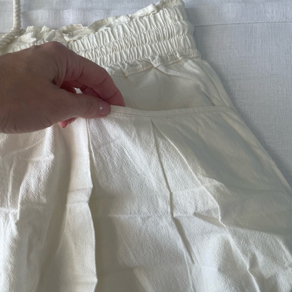 NWT Free People pants pleated trousers wide-leg cotton cream boho L - Picture 6 of 9